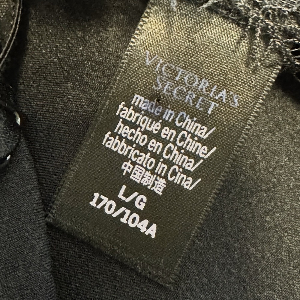 Victoria's‎ Secret Black Satin Lace Slip Dress Coquette Chemise Lingerie Large - Picture 4 of 4